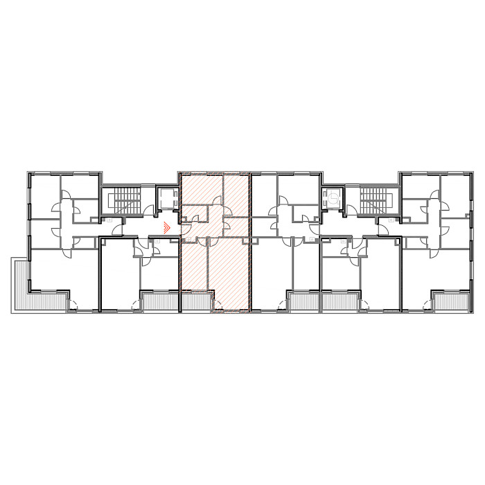 Četverosobni stan, 2.kat - Prikaz stana u objektu - Tlocrt